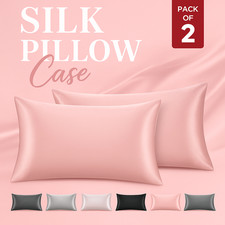 2 Pack Luxury Satin Silk Pillowcases for Hair & Skin Soft Bedding Covers Pair UK