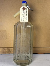 Soda Syphon Etched Glass Strong & Co Romsey Antique RARE COLLECTABLE
