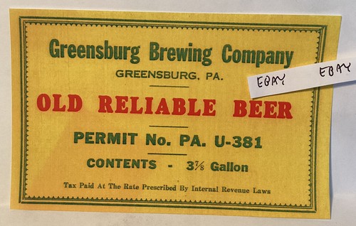1933 greensburg brewing - greensburg,