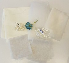 Bundle 8pcs doll clothes making kit flower glitter tulle satin fabric & pattern