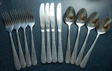 Sabichi Cutlery Stainless HAMMERED 4 x Forks 4 x Knives 4 x Dessert Spoons