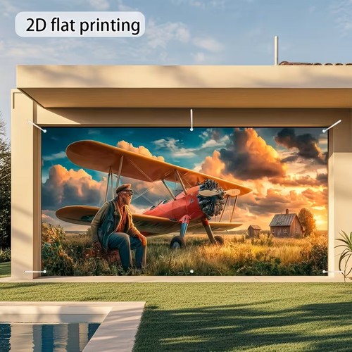 Old man helicopter garage door - helicopter,