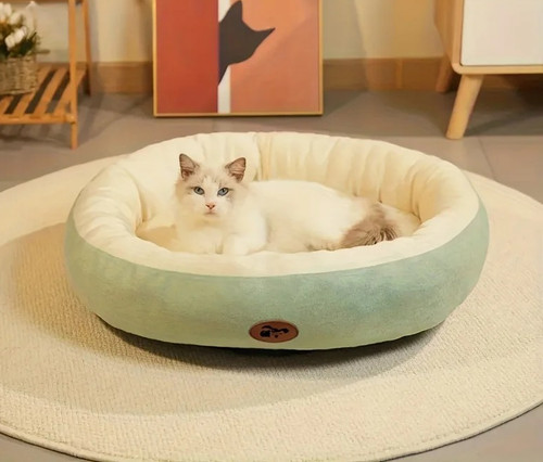 Plush oval pet bed - plush,