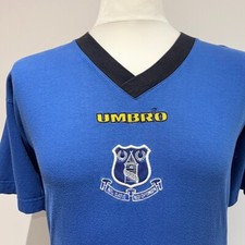 EVERTON Umbro Training T-Shirt 90s (Y) Fits (S/M) Vintage Football Soccer 1990s
