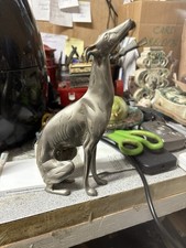 VINTAGE 9.5 INCH TALL SOLID ALUMINIUM GREYHOUND SCULPTURE