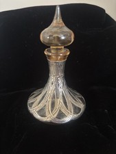 Sileda Silver Overlay Glass Perfume Bottle With Stopper