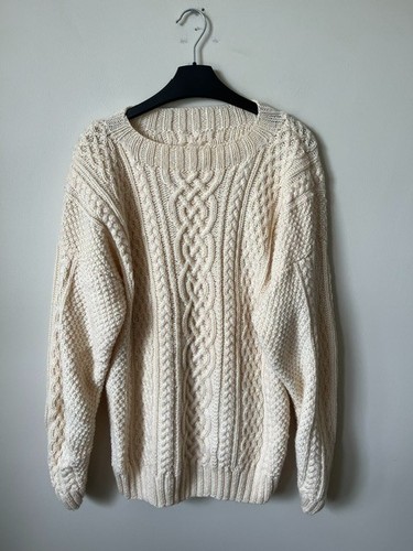 Hand knit aran jumper - hand, medium