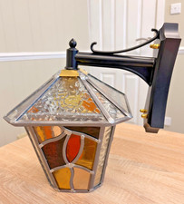 Amber leaded lantern glass - lantern,