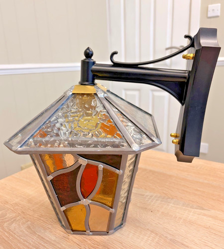 Amber leaded lantern glass - leaded,