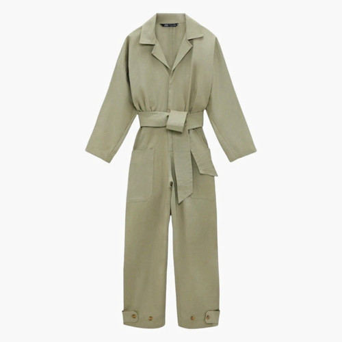 Zara khaki collared long - zara,