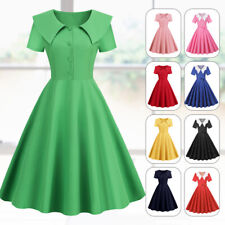 Women Lapel Button Swing Dress