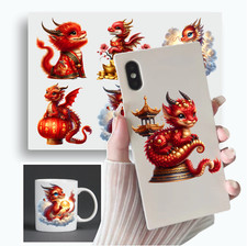 Colourful Dragon Vinyl Wall Sticker Laptop Car Toilet Fantasy Decal Mythical Art