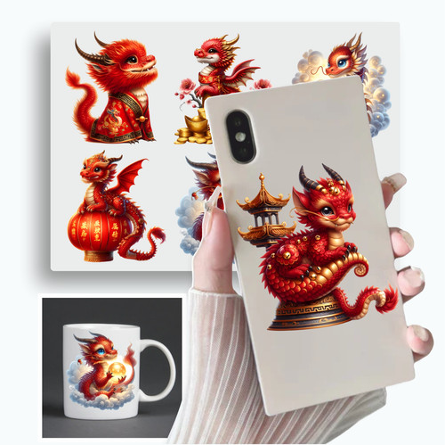 Colourful dragon vinyl wall - colourful,