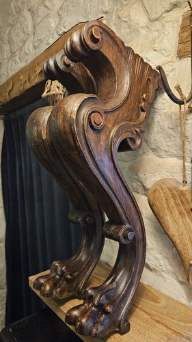 Pair antique hand carved - pair,