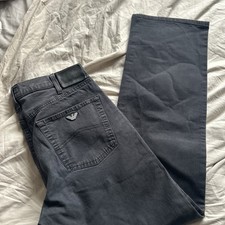 ARMANI Jeans Regular Fit Straight Mens Black Washed Denim 34W 30L