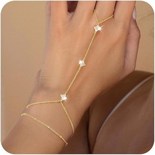 14k gold plated hand chain - 14k-gold-plated,