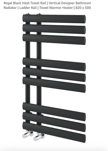 Vertical black heated towel - vertical,