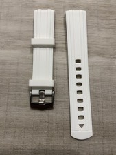 White Rubber Curved Watch Strap Band 41mm Omega Seamaster Moon Swatch Venus 20mm