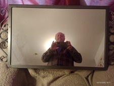 Black Steel Mirror w Ornamental Sides 70x45cm GallaryGroup