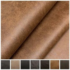 AGED BROWN DISTRESSED ANTIQUED SUEDE FAUX LEATHER LEATHERETTE UPHOLSTERY FABRIC