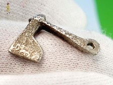 ✅ ANCIENT VIKING SILVER AXE AMULET RICHLY DECORATED, Year 900 - 1100, 9th - 11th