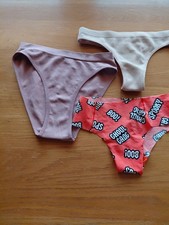 3 Pairs Of XS Ladies Knickers-1 Thong 1 High Leg 1 Seamless Cheekster