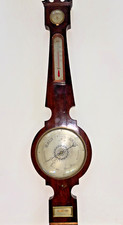 Antique F. Stoppani English Banjo Barometer & Thermometer Wall Weather Station