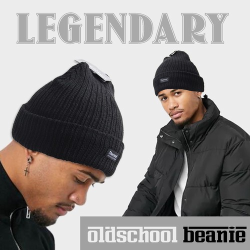 Mens black vintage beanie - mens,