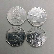  JOBLOT x4 Olympic 50p Coins – Fifty Pence - Circulated – London 2012 (c92) 