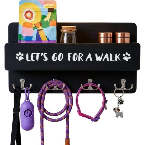 Wood dog leash holder - wood,