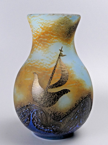 Okra studio glass cameo vase - okra,