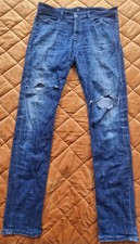 Men's Hugo Boss Indigo Blue Denim Jeans 34" Waist, 34" Length, Ripped Knee