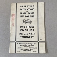 Operating Instruction & Spare Parts List Villiers 2-Stroke Engine Mk2 Mk3 Midget