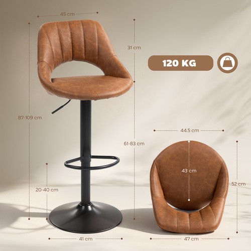 Vintage leather bar stools - stools, set
