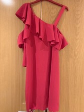 *NWOT* ZARA BRAND Pink/Fuschia One Shoulder Raffle Dress Size M