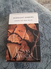 Glass& Wick Midnight Embers Luxury Soy Wax Melts Amber,Bergamot& Cedar
