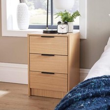 Bedside 3 Drawer Storage Oak