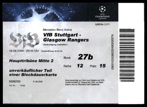 Ticket 2009 vfb stuttgart - stuttgart, vs