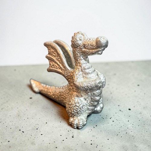 Vintage small pewter dragon - small,