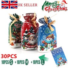 S+M+L Size Christmas Sacks Party Gift Bags 30PCS Drawstring Wrap Present Storage