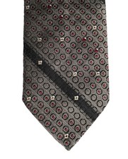 Vintage Terylene tie circa 1950s 1960s Grey striped with geometric pattern