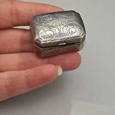 Vintage Sterling Silver Snuff Box Soap Vinaigrette Engraved Hallmarked 925 Mini