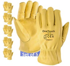 Yellow Leather Fleece Lined Truck Lorry HGV Driving Driver Safety Work Gloves