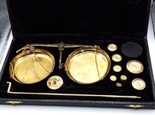 Apothecary Scales vintage brass in case #3112