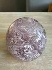 Vintage Glass Paperweight Murano? Pink Swirls