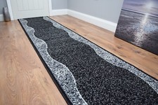 Black Grey Carpet Runner Long