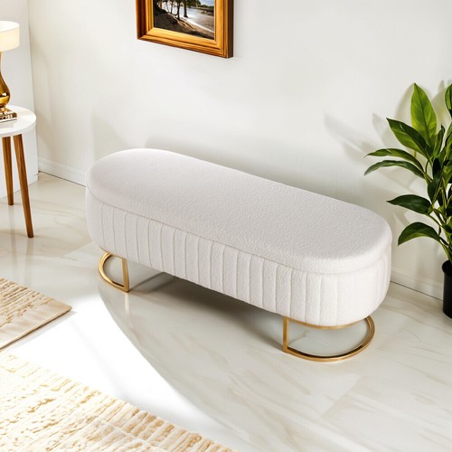 Storage ottoman white boucle - storage,