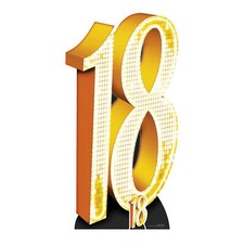 Number 18 Gold Cardboard Cutout / Standee / Standup with FREE Mini - Birthday