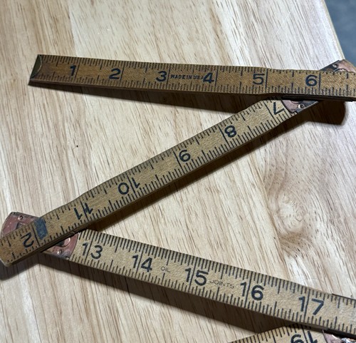 Antique wood folding ruler - antique,