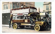 OLD MOTOR BUS TO EUSTON ROAD & MARYLEBONE: London postcard (C93549)
